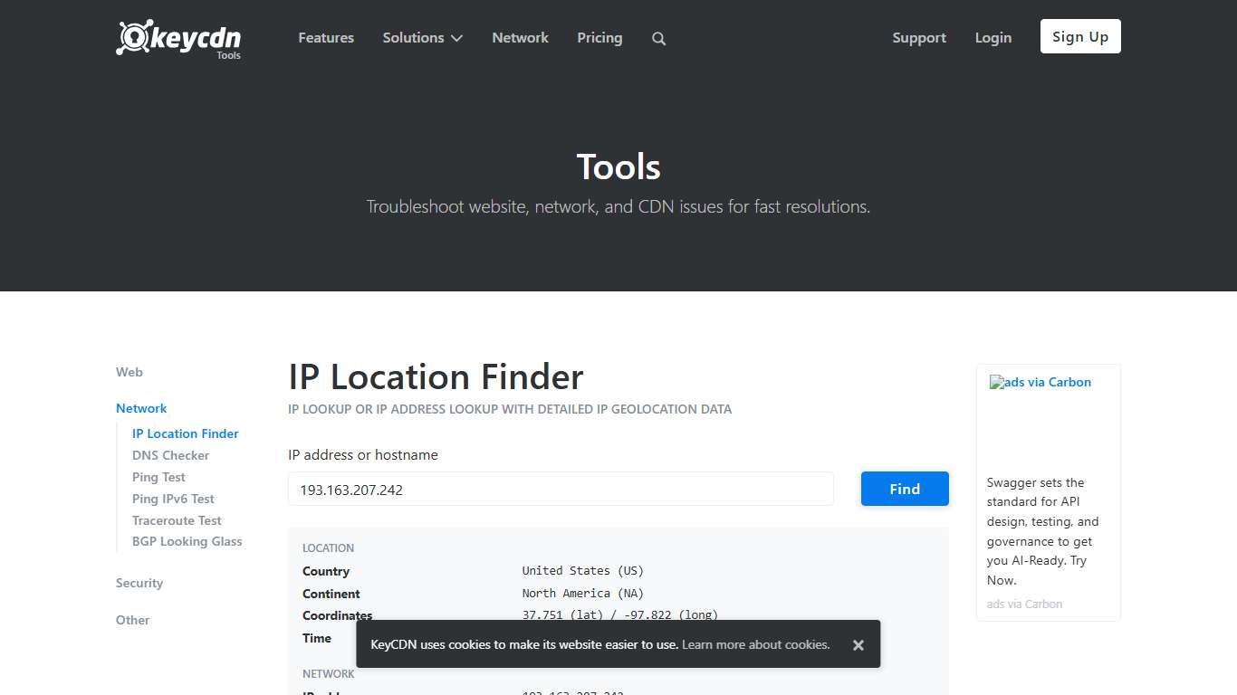 IP Location Finder - IP Lookup With Detailed Geolocation Data | KeyCDN Tools